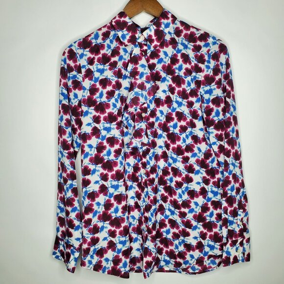 Banana Republic Womens Dillon Floral Long Sleeve Blouse Button Top Size S Career - Picture 1 of 8